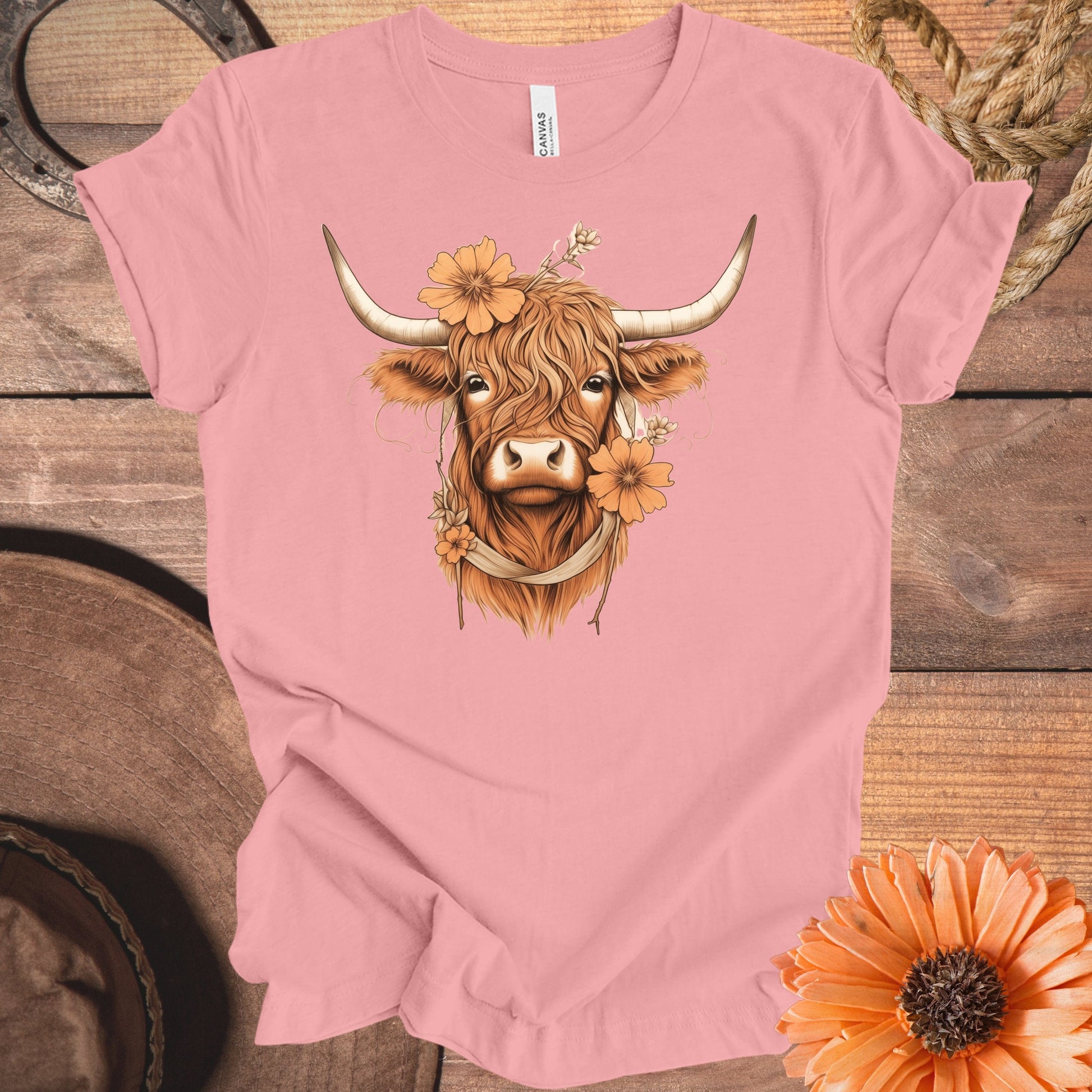 Highland Cow with Floral Design Tee product