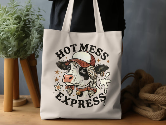 Hot Mess Express Cute Cow Tote Bag product type