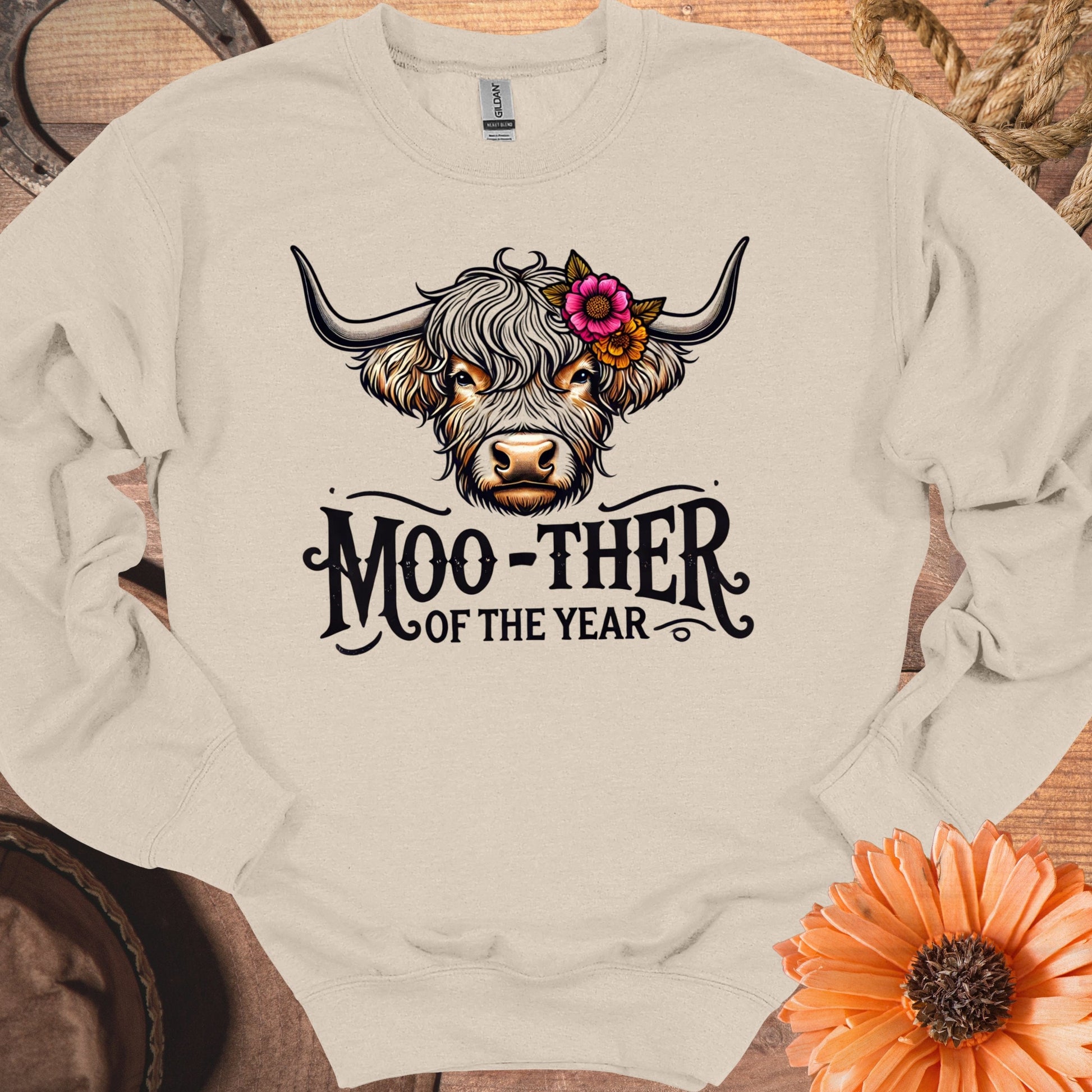 MOO-THER OF THE YEAR Sweatshirt Fun Cow Graphic product