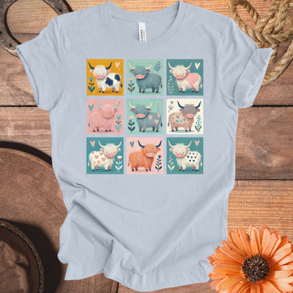 Adorable Highland Cow Squares Graphic Tee product type