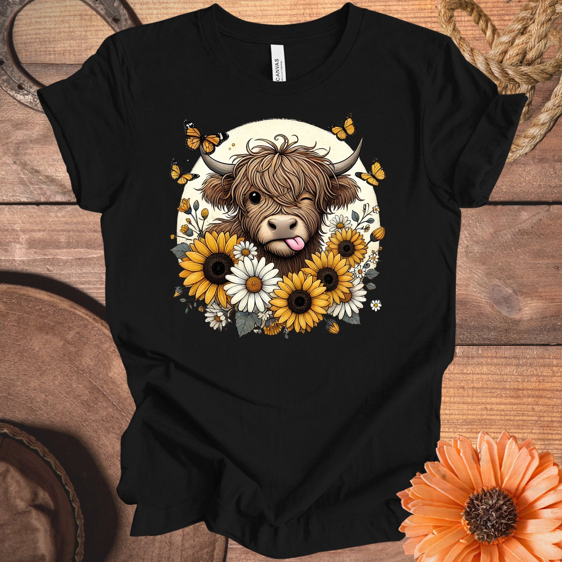 Highland Cow with Sunflowers and Butterflies product type