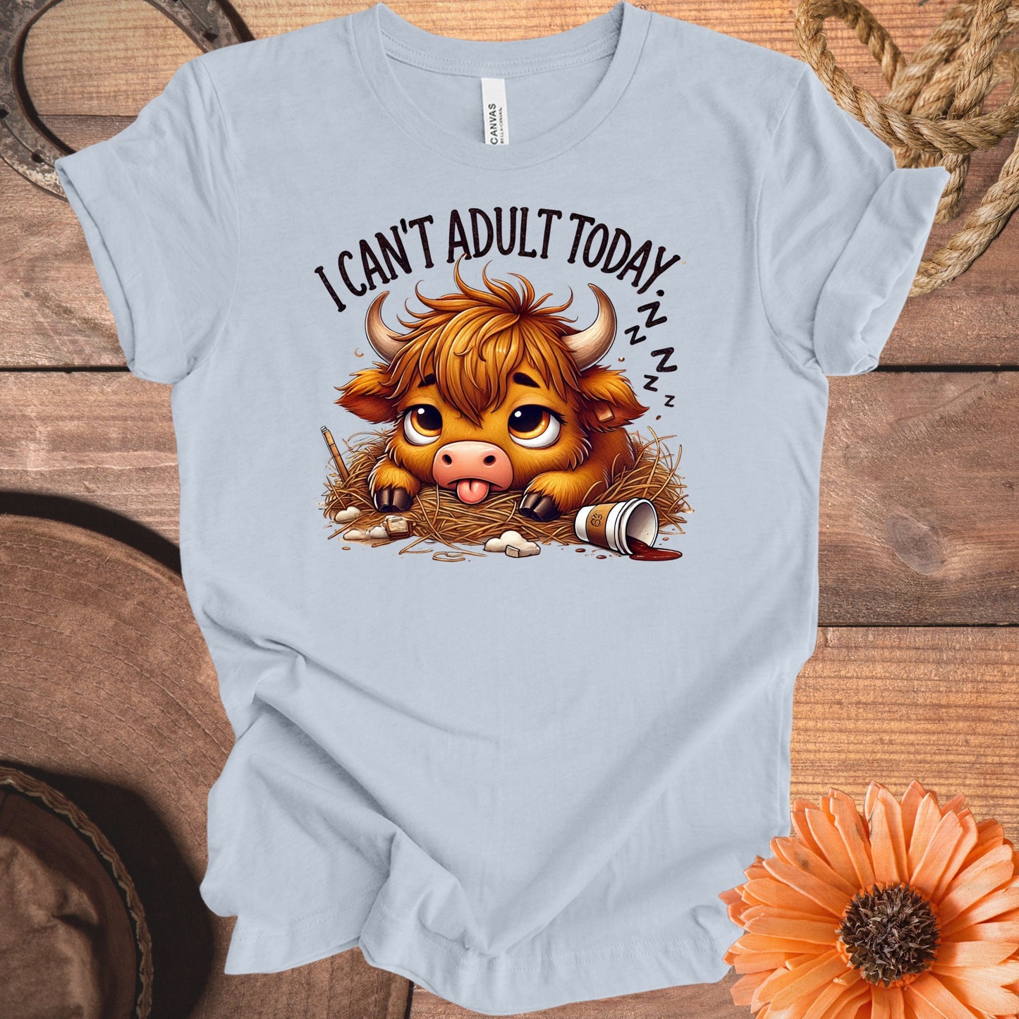 I Can't Adult Today Cute Highland Cow Design product