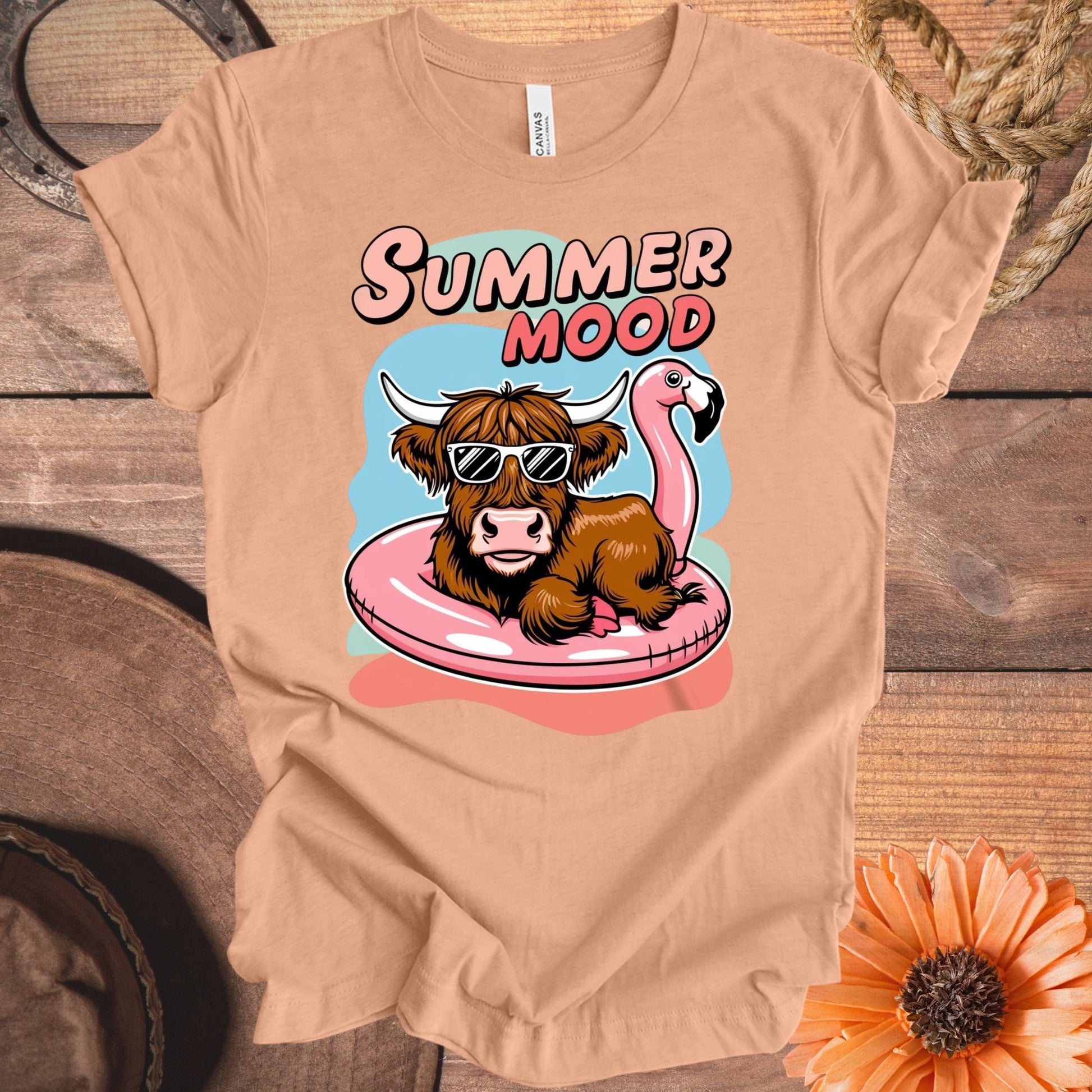 Summer Mood Sunglasses Cow Flamingo T-Shirt product