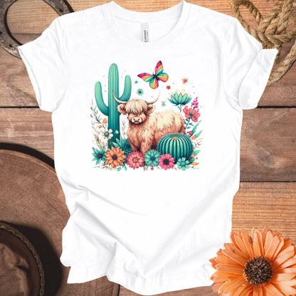 Adorable Highland Cow with Cactus and Flowers shirt product type