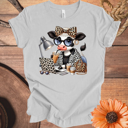 Cow Wearing Glasses Leopard Print Shirt Design product type