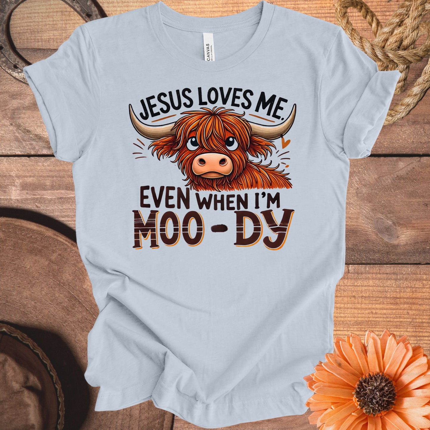 Jesus Loves Me Funny Cow Moody Cute Graphic T-Shirt product type