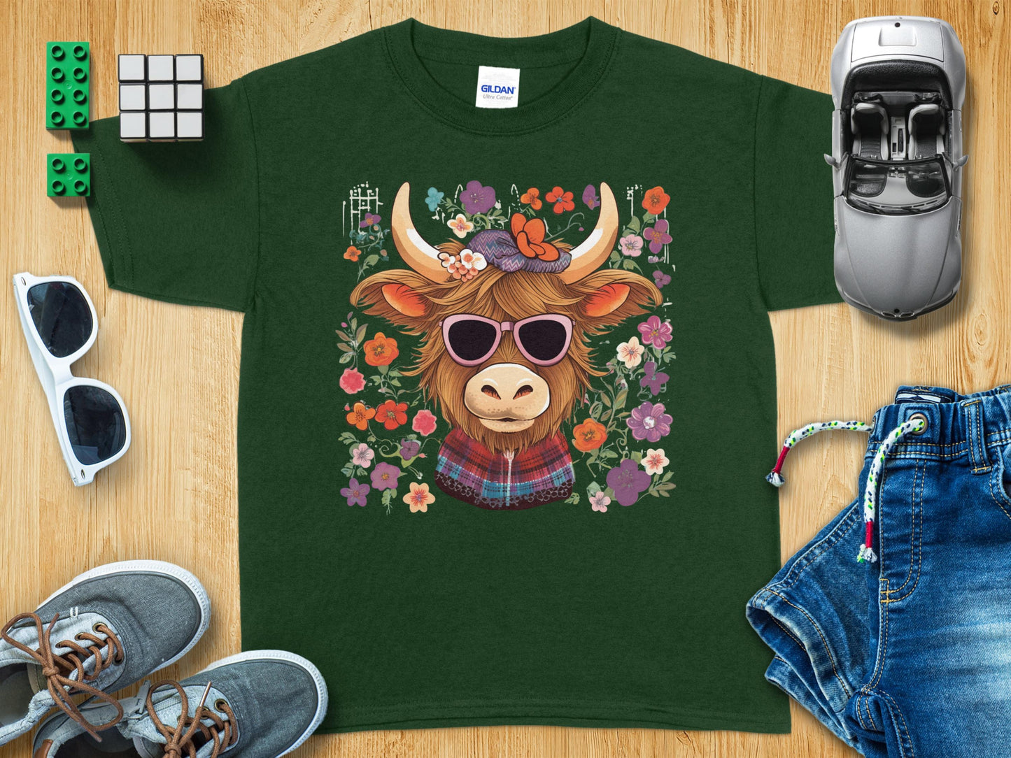 Stylish Highland Cow With Sunglasses T-shirt product