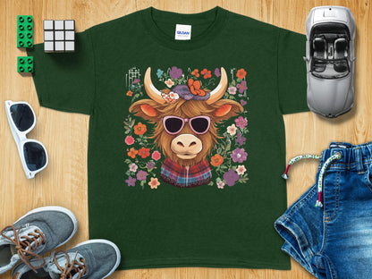 Stylish Highland Cow With Sunglasses T-shirt product