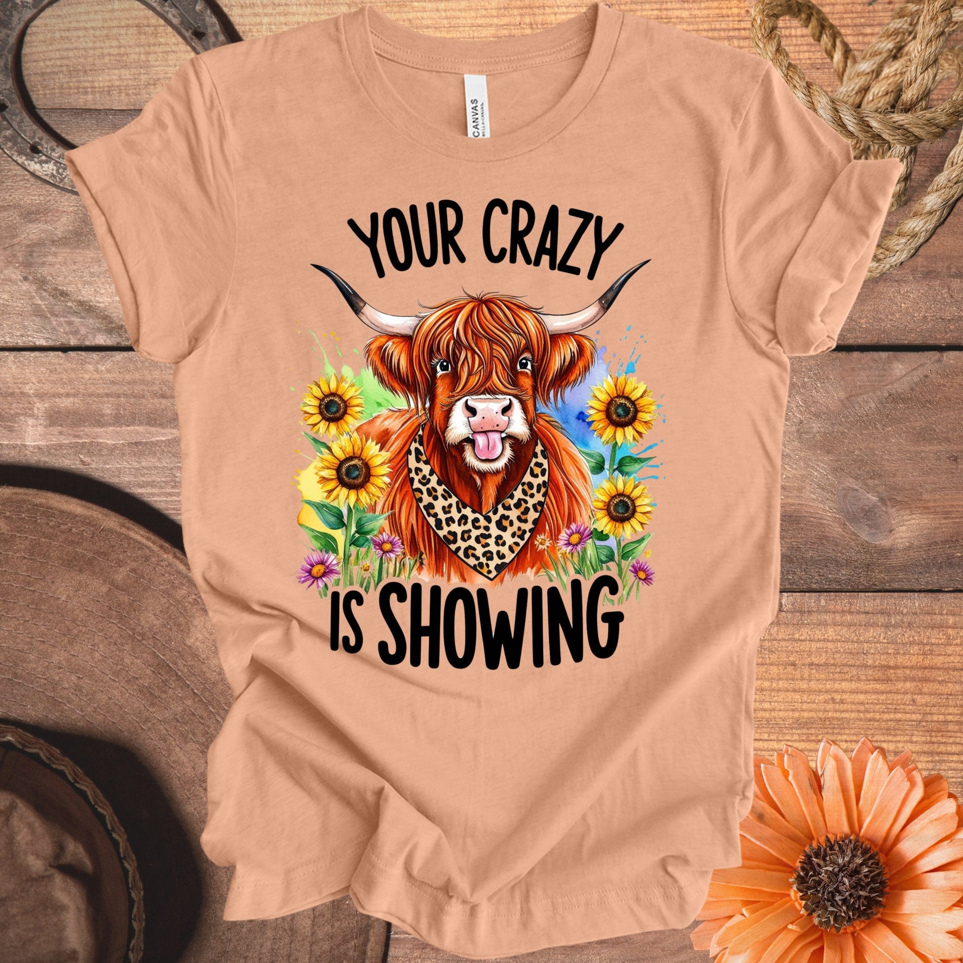 Your Crazy is Showing Sunflower Cow Graphic Shirt product type