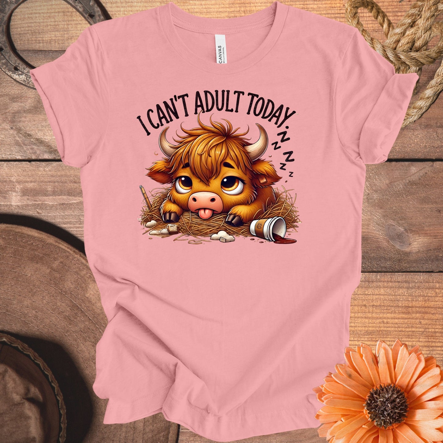 I Can't Adult Today Sleeping Cow T-Shirt product