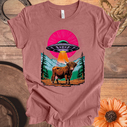 UFO Highland Cow Graphic Tee Shirt product