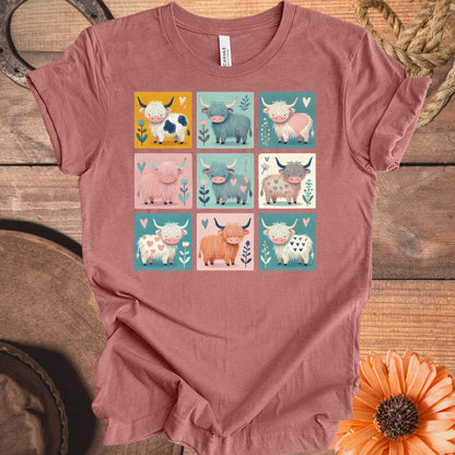 Unique Highland Cow Pattern Design T-shirt product type