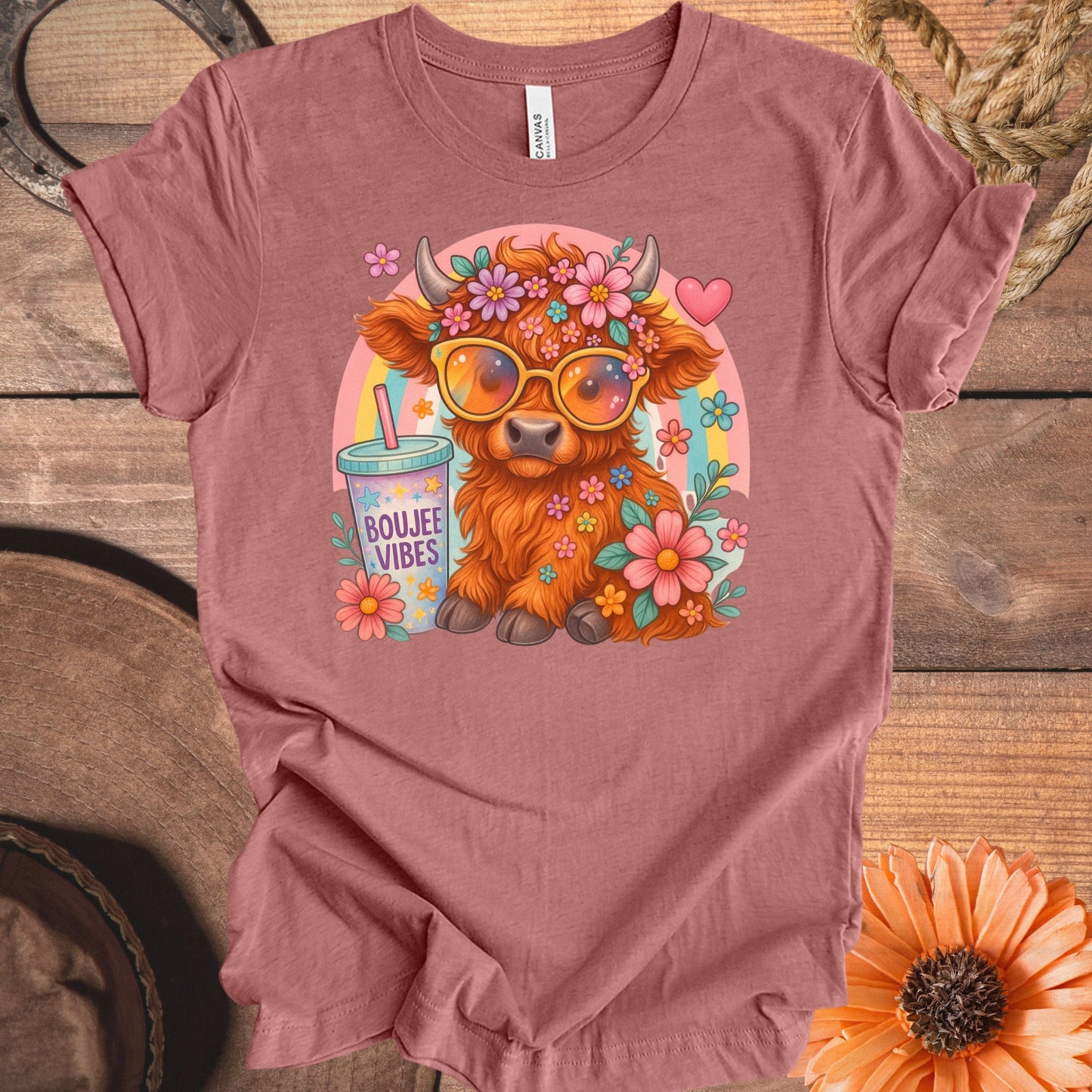 Cute Highland Cow Boujee Vibes Graphic T-Shirt product