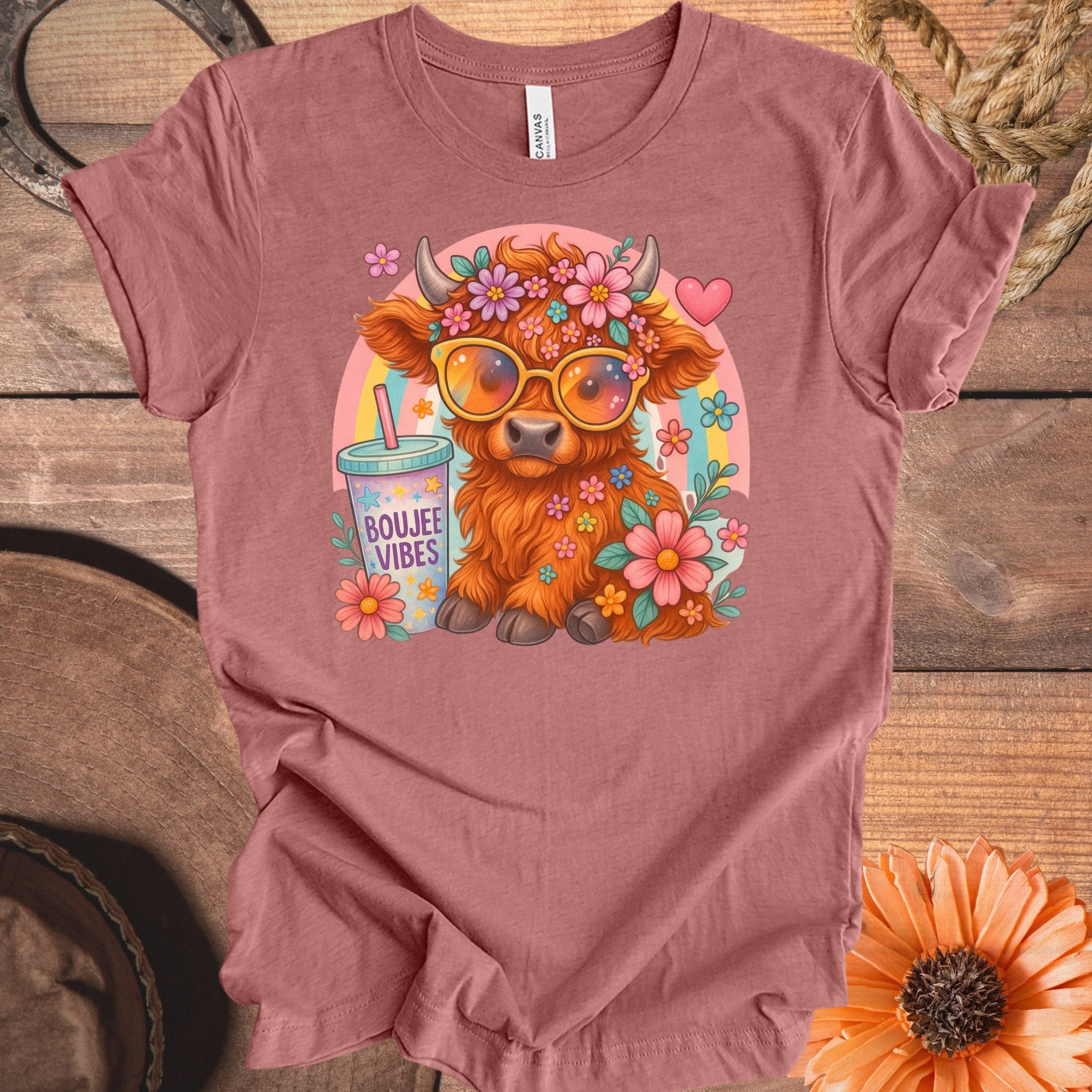 Cute Highland Cow Boujee Vibes Graphic T-Shirt product