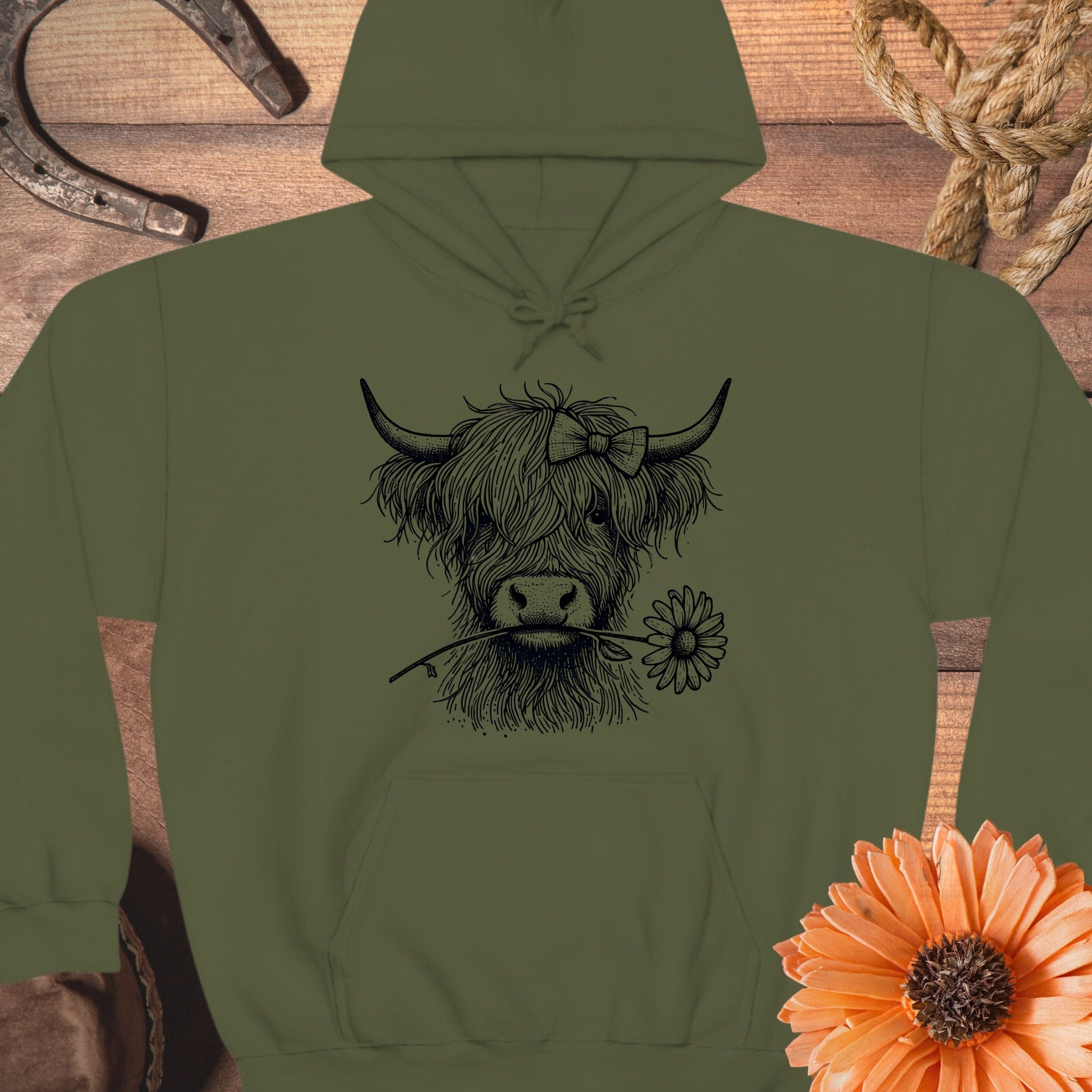 Adorable Highland Cow Graphic Hoodie product