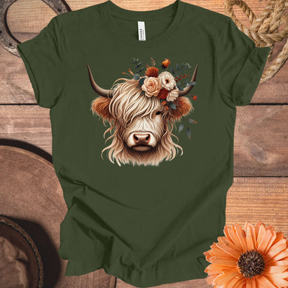 Floral Highland Cow Graphic T-Shirt product