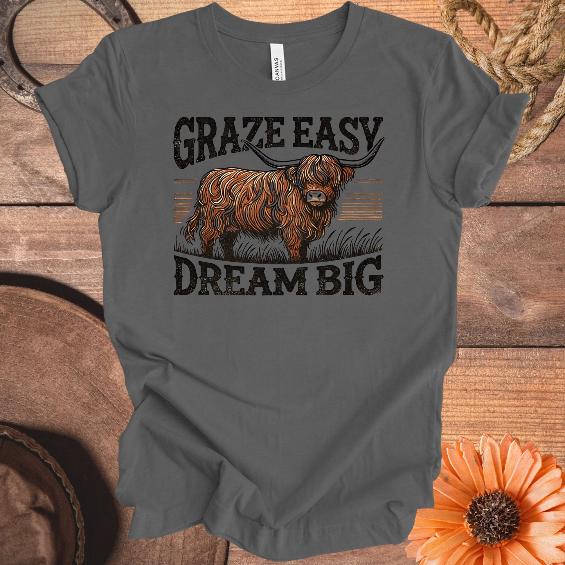 Graze Easy Dream Big Highland Cow Shirt product