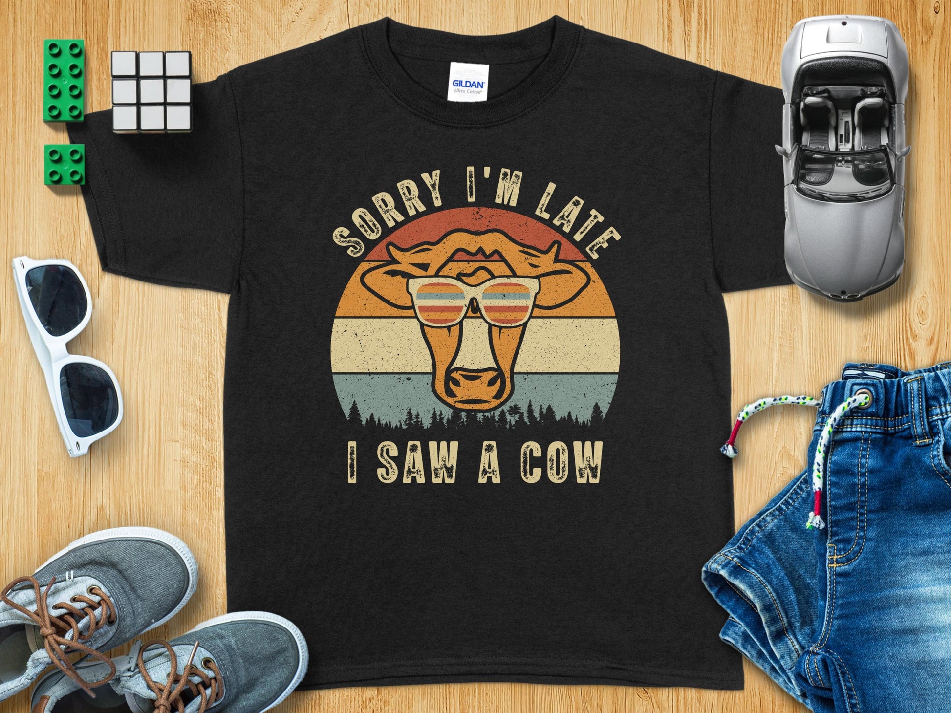 Sorry I'm Late I Saw A Cow Graphic T-Shirt product type