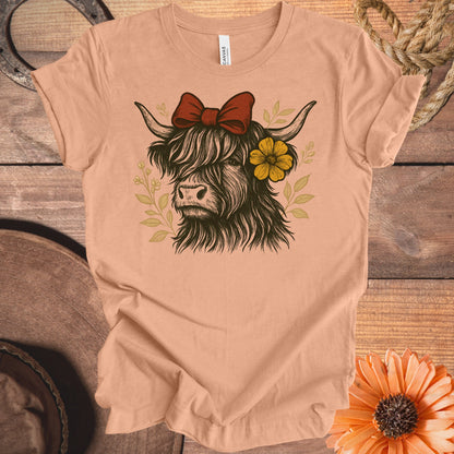 Highland Cow Floral Bow Graphic Women's T-shirt product type