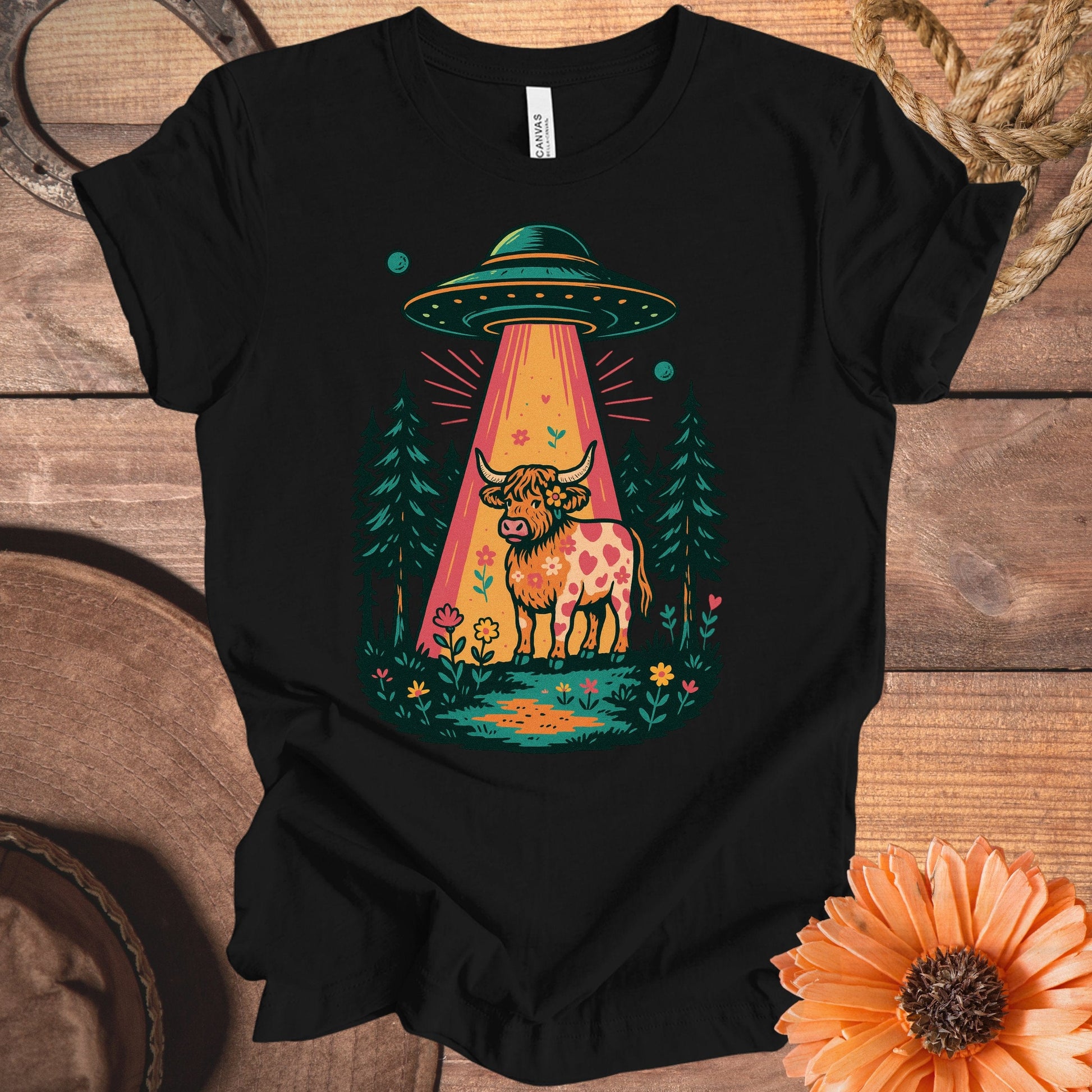 UFO Alien Spaceship Cow Abduction Graphic T-Shirt product