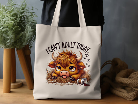 Cute Sleepy Cow Design with Funny Saying Tote Bag product