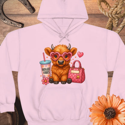 Boujee Vibes Cute Highland Cow Printed Hoodie product