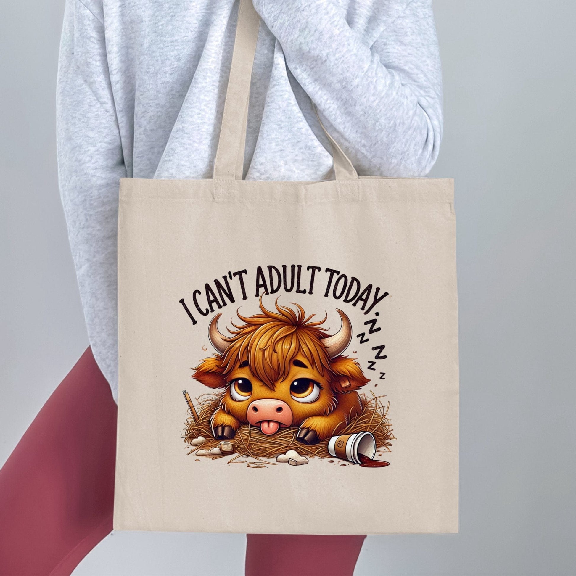 I Can't Adult Today Cute Baby Cow Design Tote Bag product