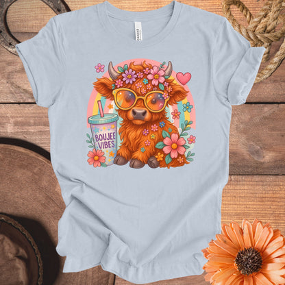 Adorable Floral Cow With Sunglasses Graphic Tee product