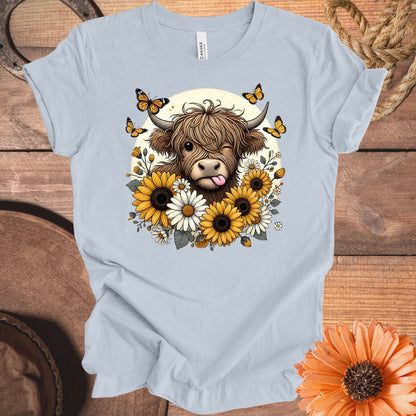 Cute Highland Cow Floral Graphic Tee Shirt product