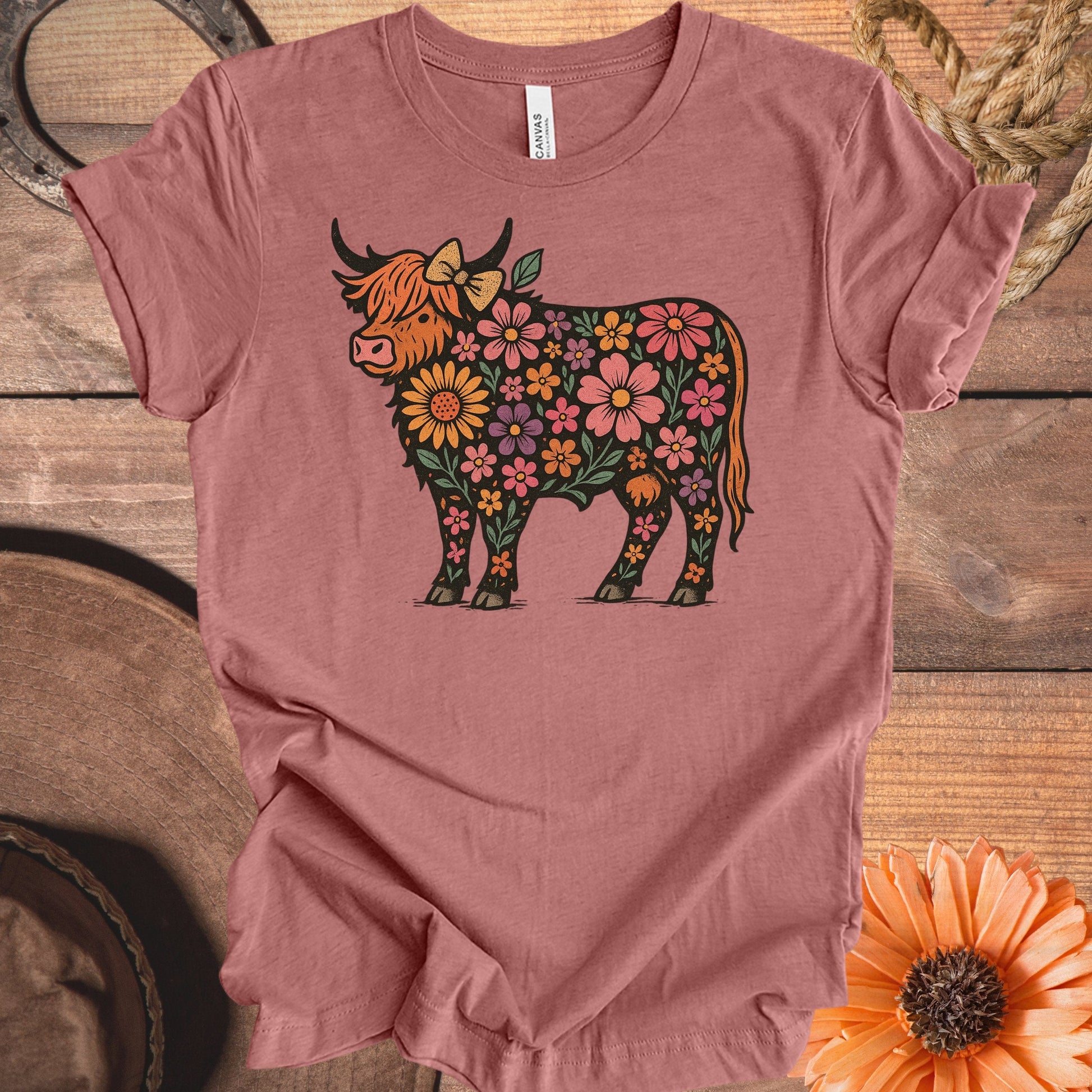 Floral Highand Cow Vintage Graphic Tee product