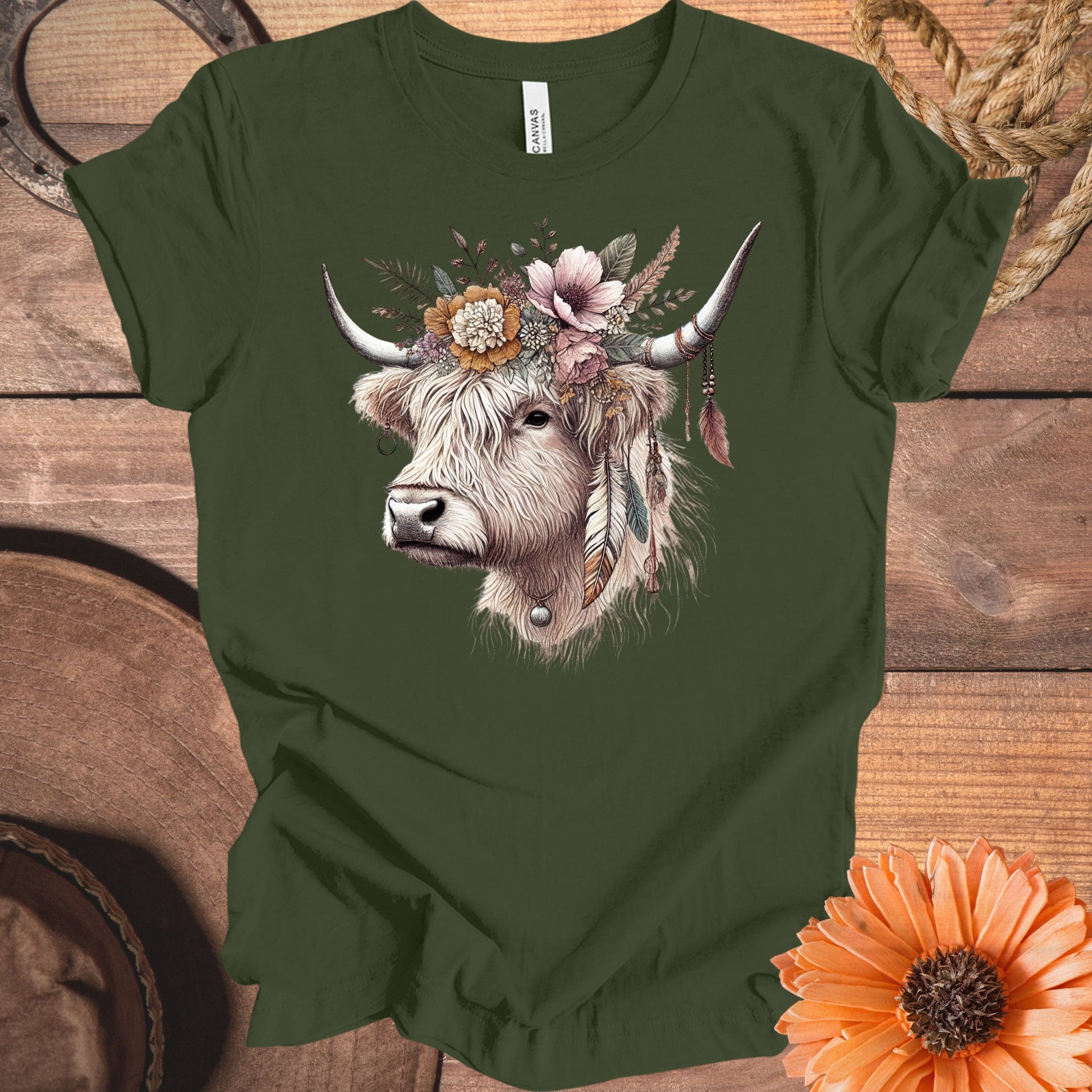 Artistic Highland Cow Graphic Unisex Tee shirt product type