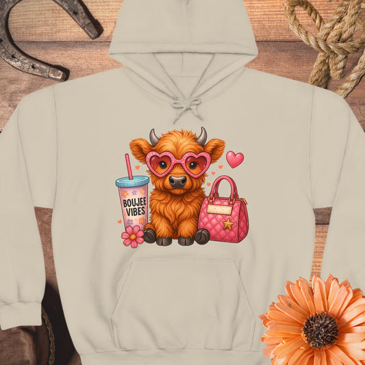 Cozy Boujee Vibes Highland Cow Hoodie product