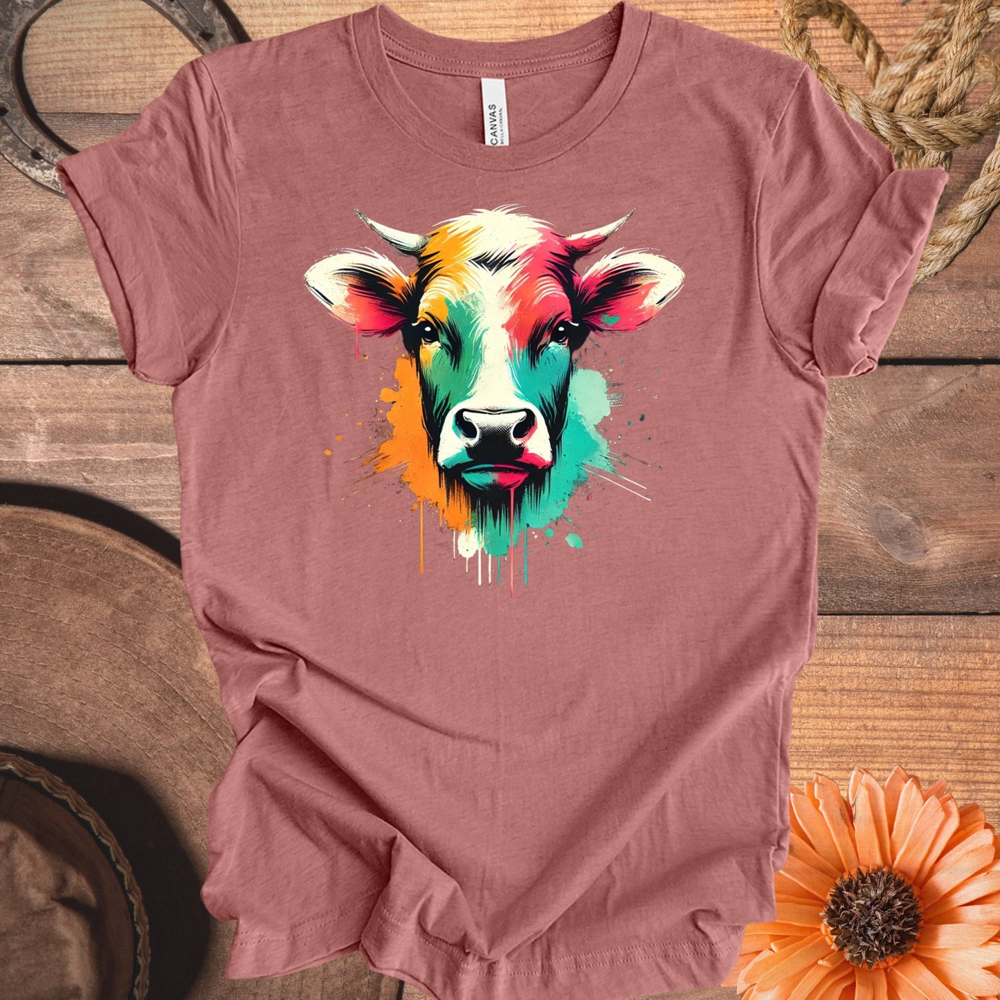 Colorful Cow Artwork Graphic T-Shirt product