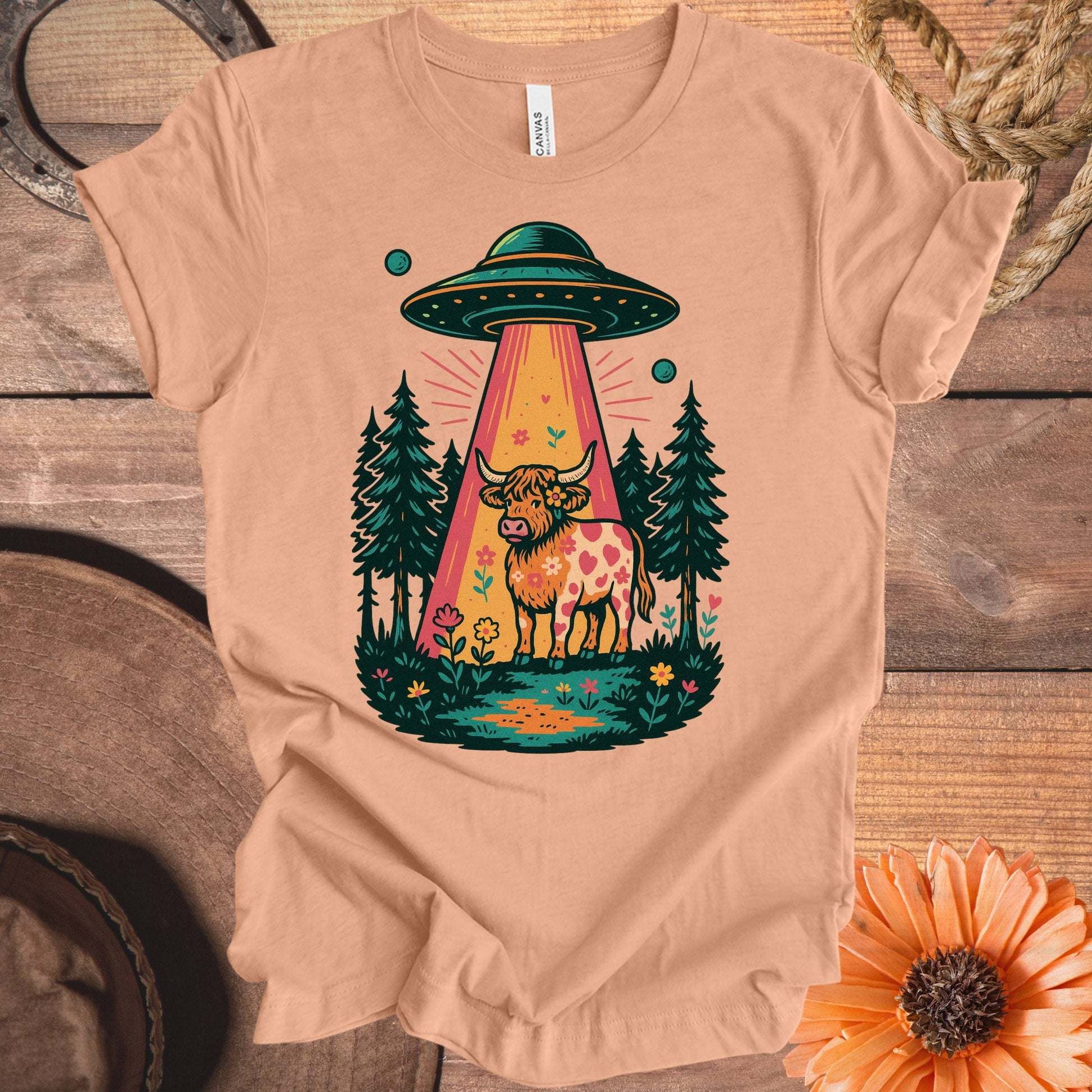Alien Cow Being Abducted Graphic T Shirt product type
