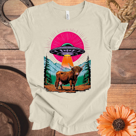 Alien beaming cattle design t-shirt product type