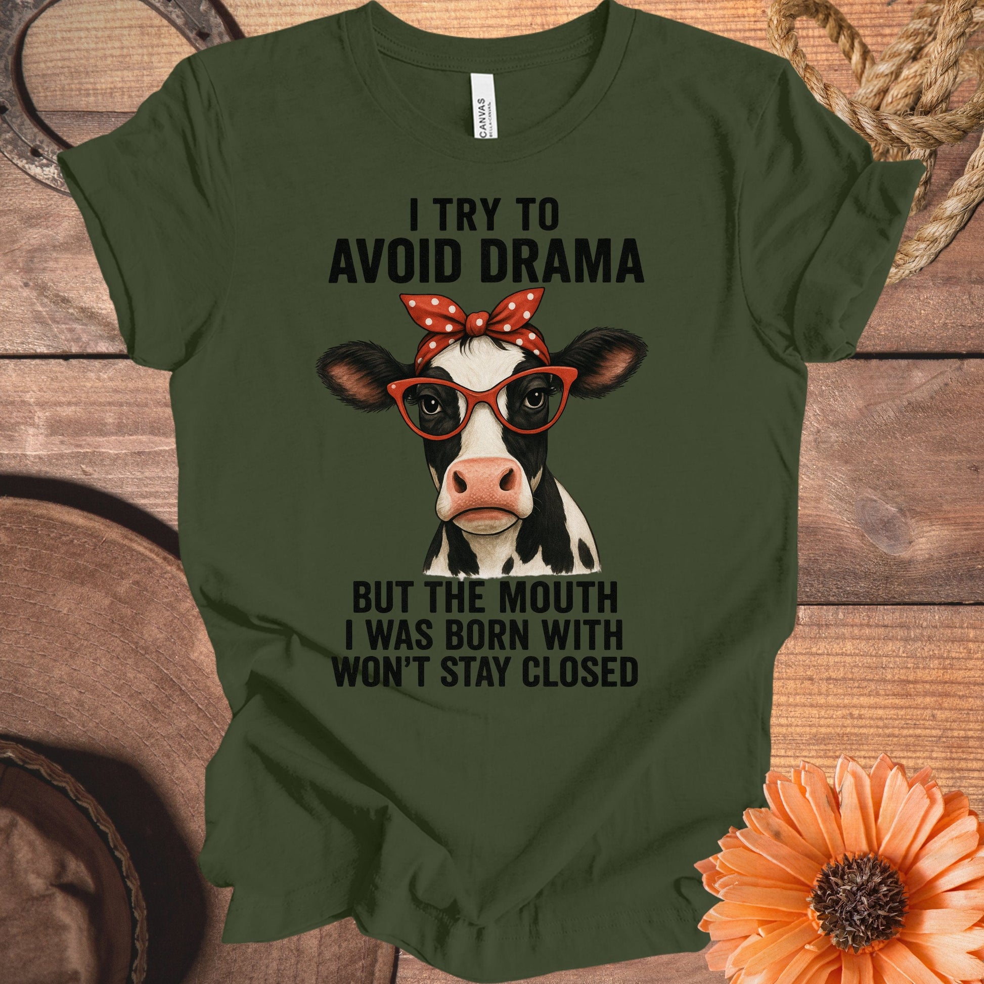 I Try To Avoid Drama Cow Graphic T-Shirt product