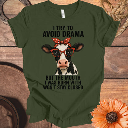 I Try To Avoid Drama Cow Graphic T-Shirt product