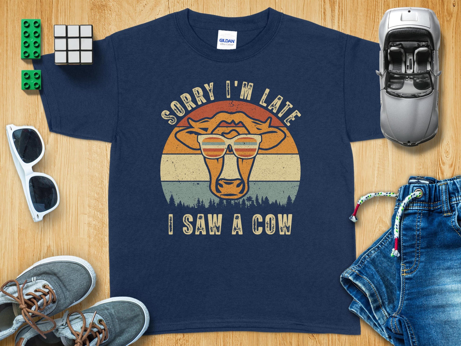 Sorry I'm Late I Saw A Cow Graphic Tee Shirt product