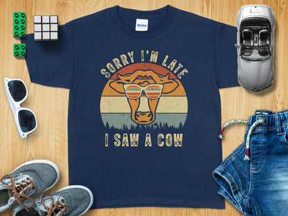 Sorry I'm Late I Saw A Cow Graphic Tee Shirt product