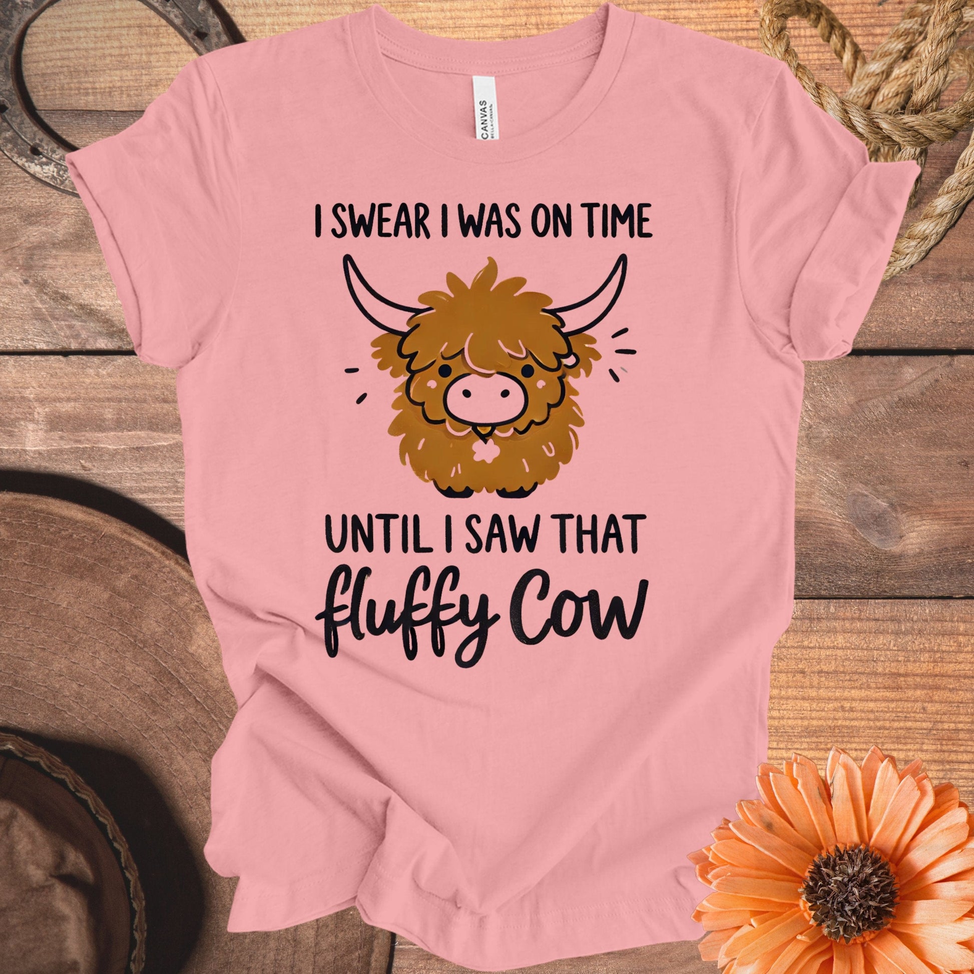 Funny Fluffy Cow Graphic Tee Shirt For Women product type
