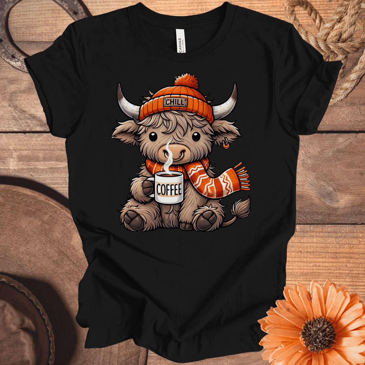 Coffee & Chill Highland Cow T-Shirt