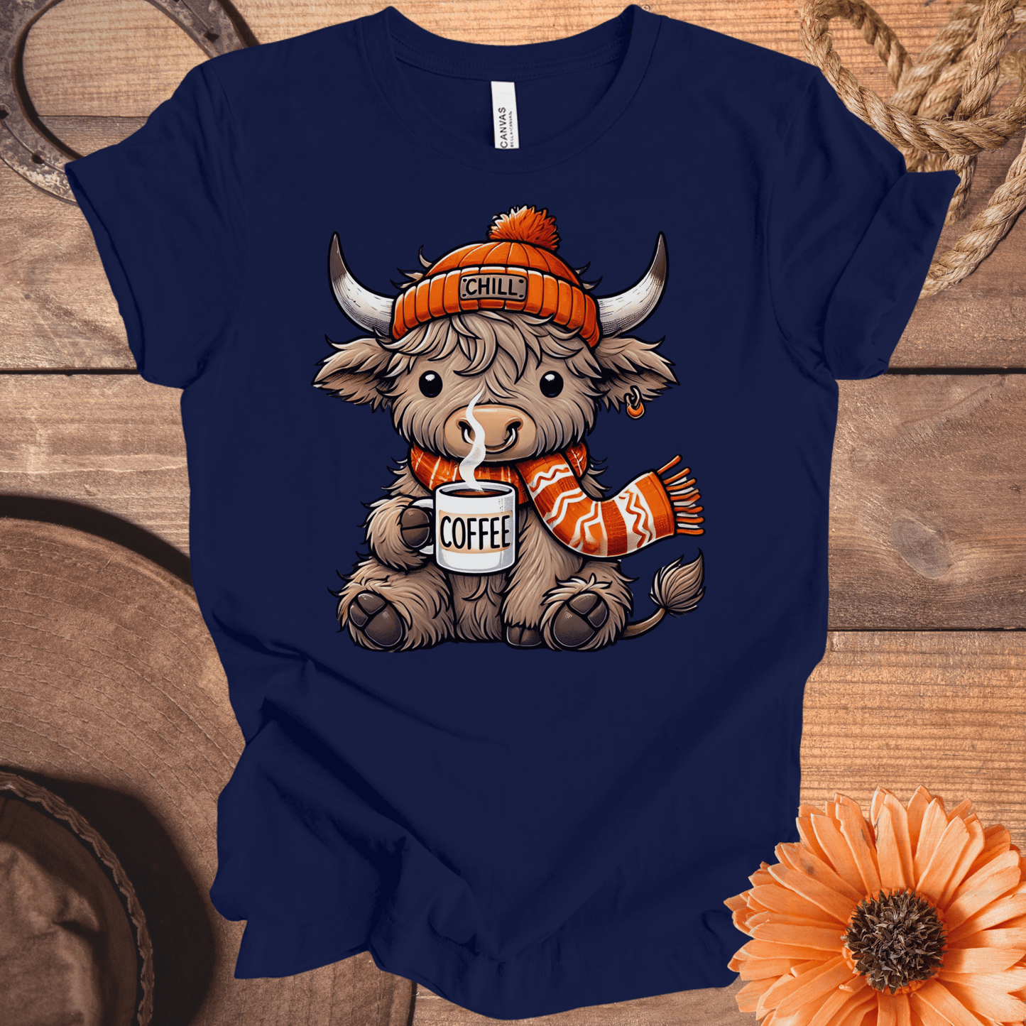 Coffee & Chill Highland Cow T-Shirt