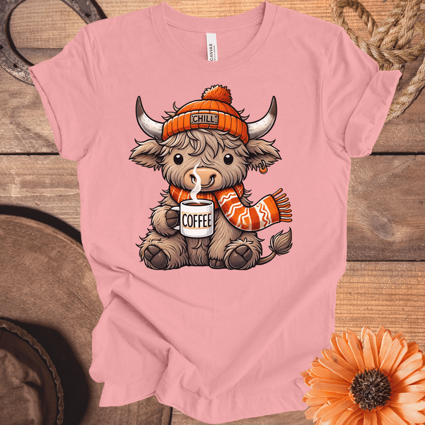 Coffee & Chill Highland Cow T-Shirt