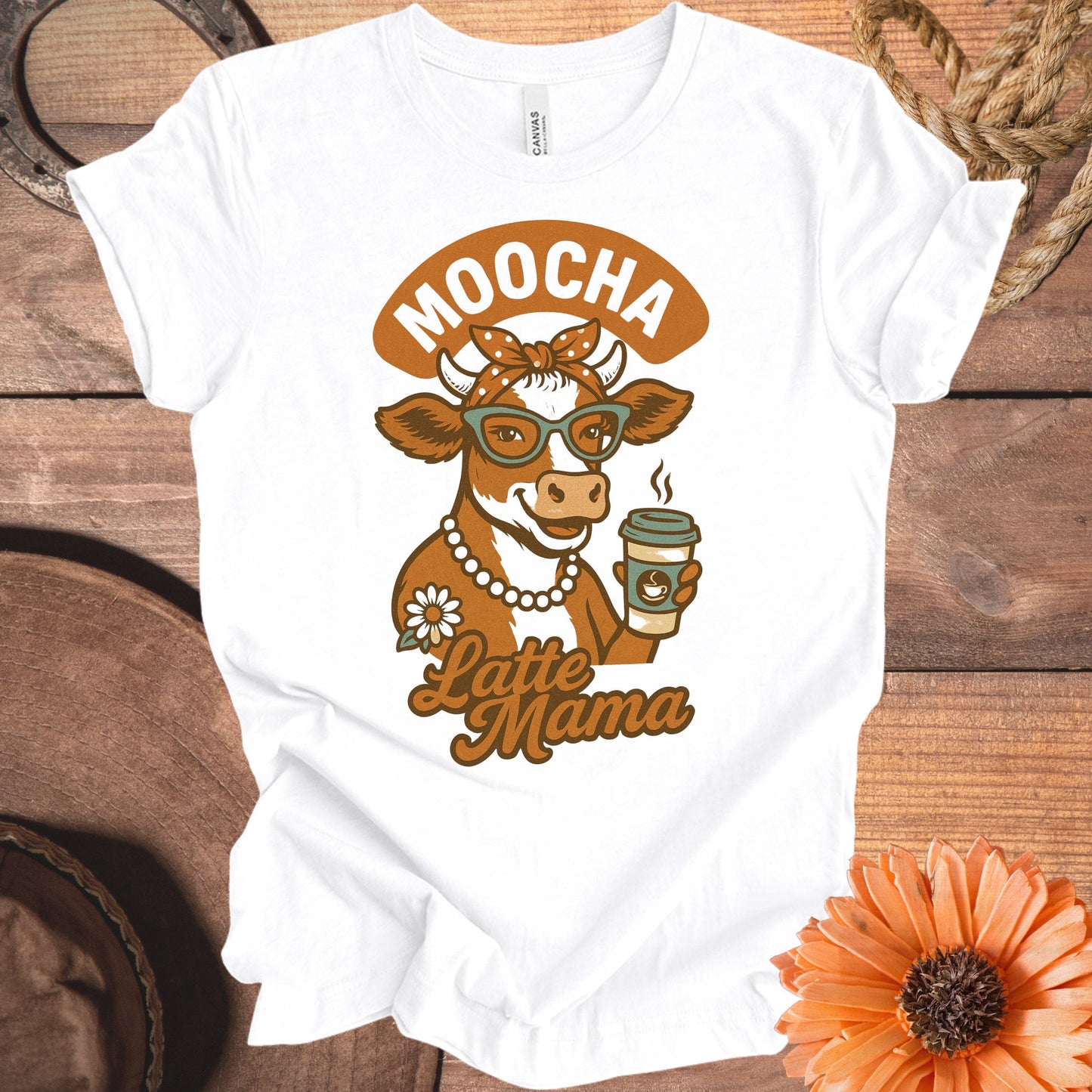 Moocha Latte Mama Cow with Coffee Funny T-Shirt product
