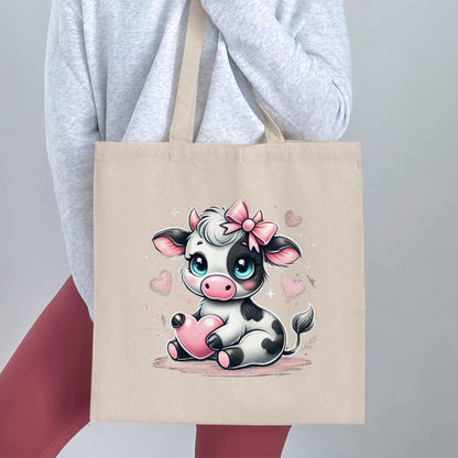 Cute Baby Cow with Pink Bow Tote Bag Product Type