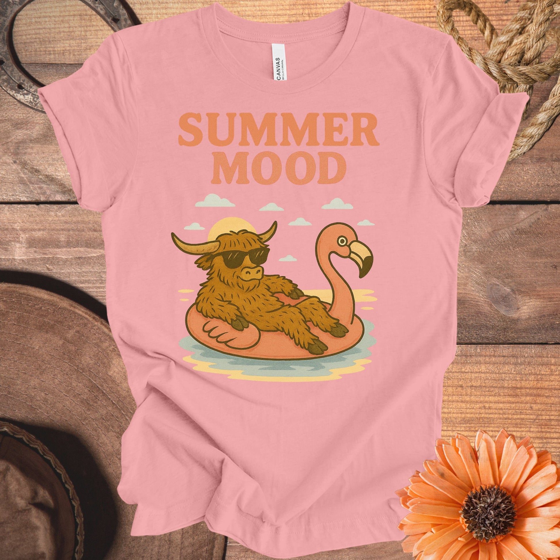 Summer Mood Highland Cow Flamingo T-shirt product type