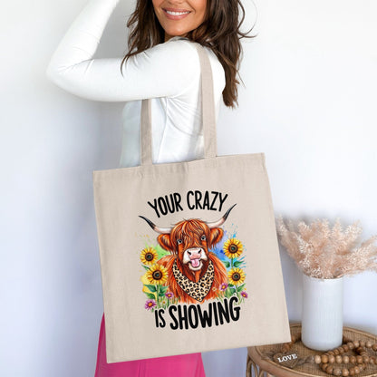 Your Crazy is Showing Highland Cow Tote Bag product