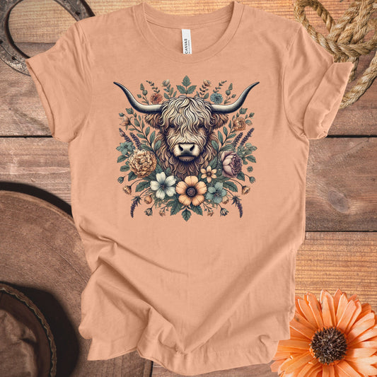 Highland Cow Surrounded By Flowers T-shirt product type