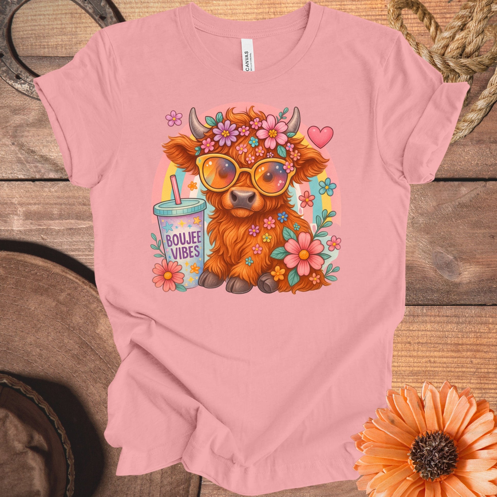 Boujee Vibes Highland Cow Cute Graphic T-shirt product type