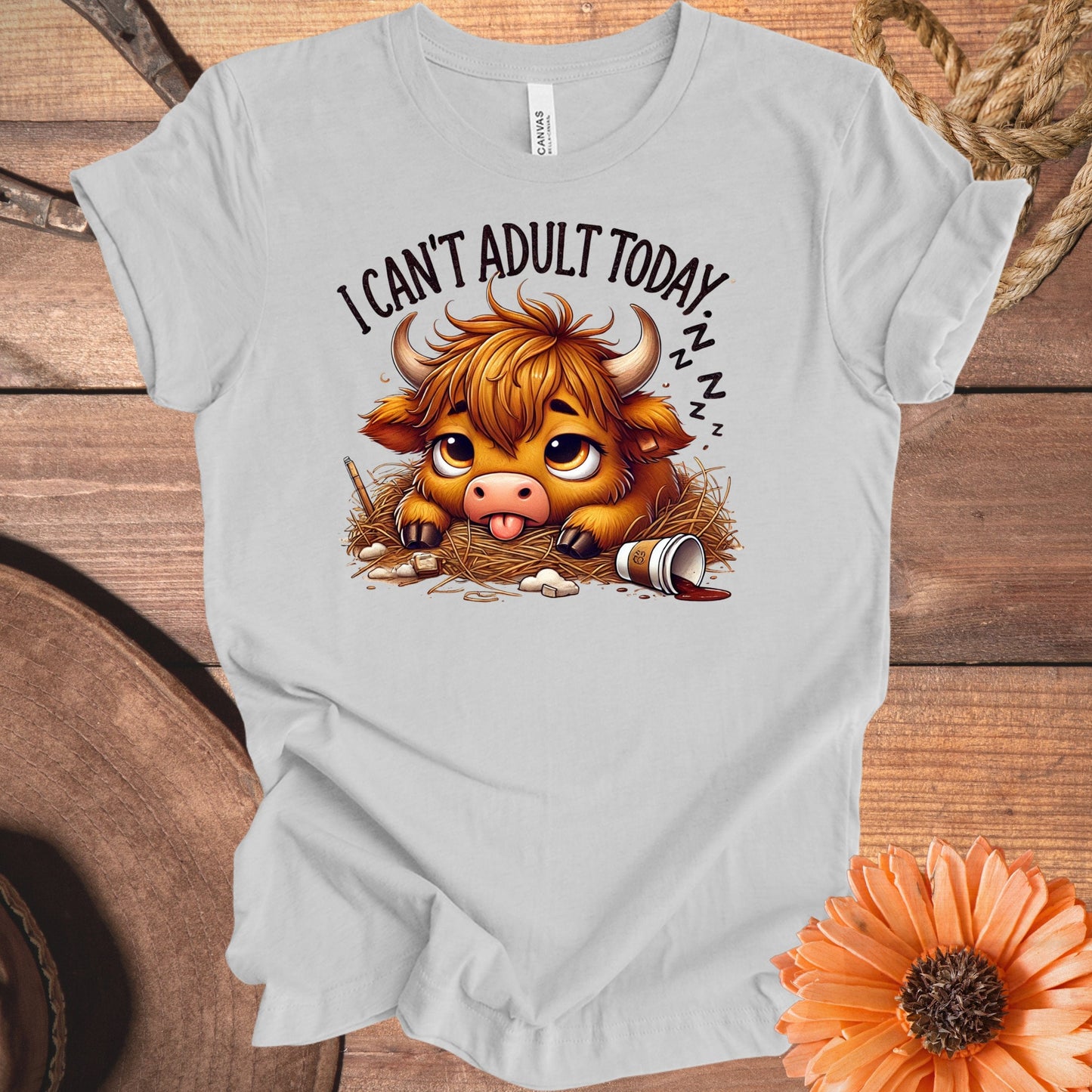 I Can't Adult Today Sleepy Cow T-Shirt product type